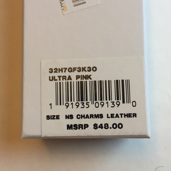 NWT MICHAEL KORS ULTRA PINK LEATHER LOVE CHARM - Picture 4 of 5